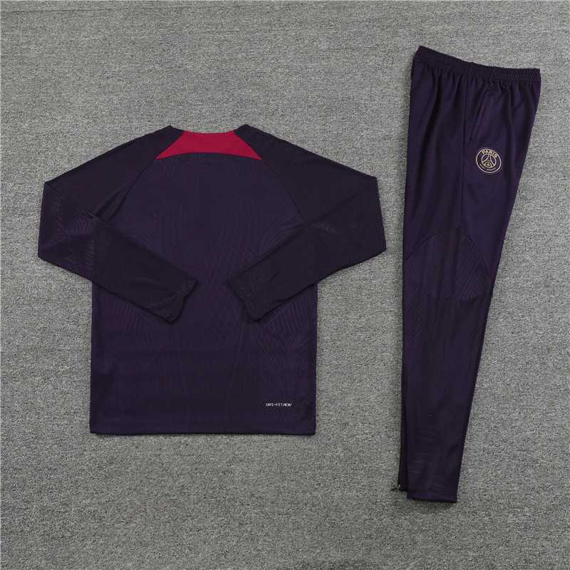 Player version 23-24 PS G purple half zipper sweater tracksuit