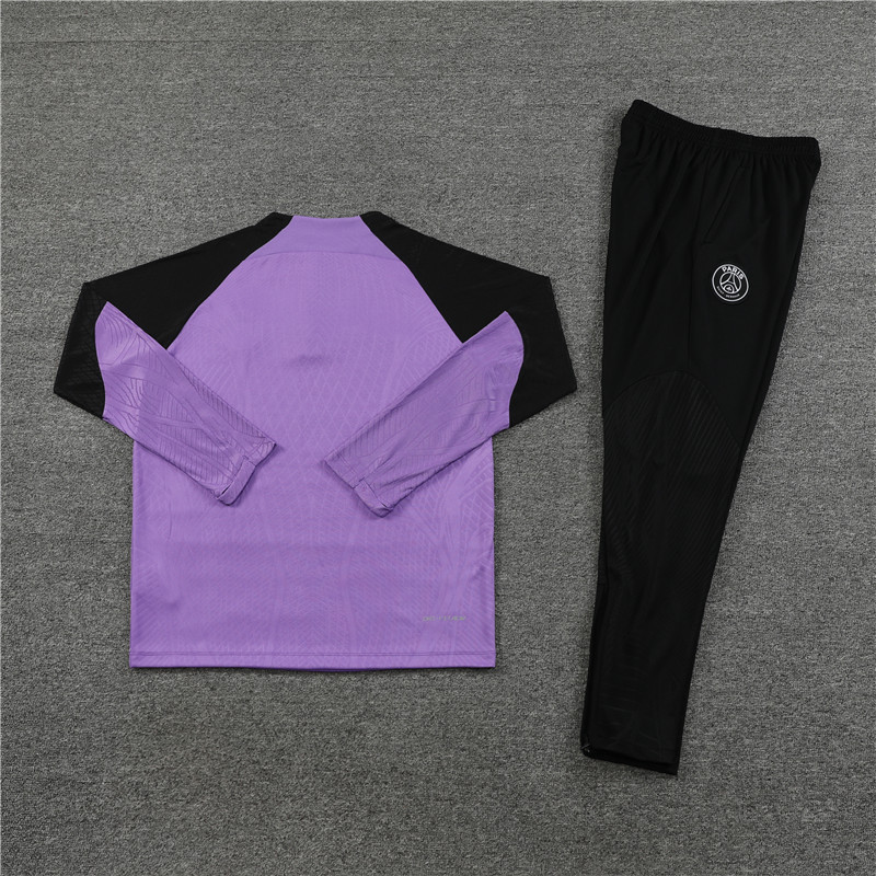 Player version 23-24 PS G purple with black half zipper sweater tracksuit