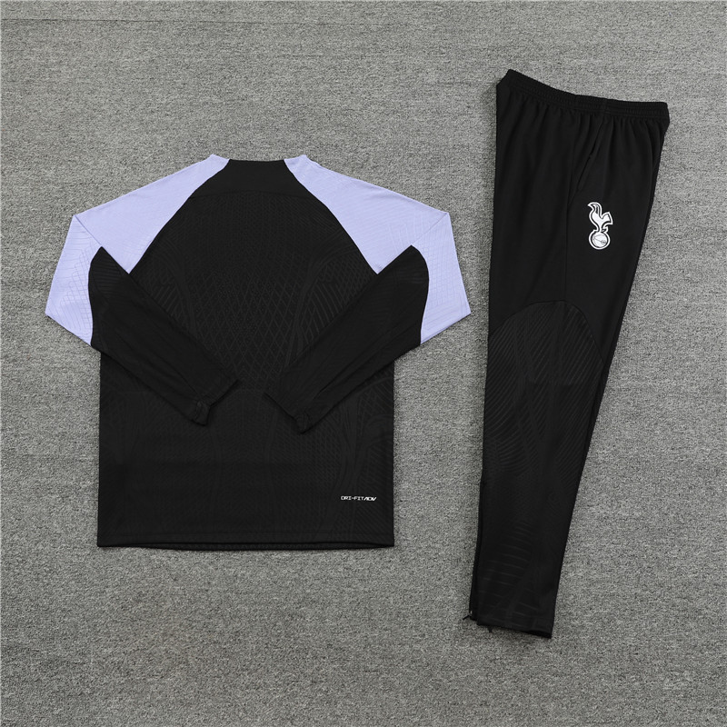 Player version 23-24 Tottenham black with purple half zipper sweater tracksuit