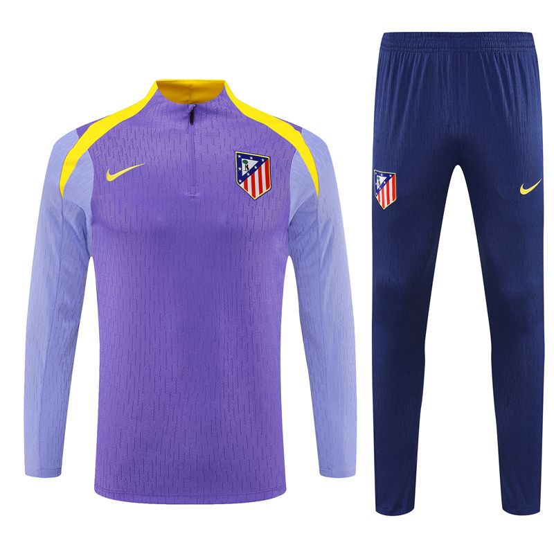 Player version 24-25 ATM purple with yellow stripe half zipper sweater tracksuit