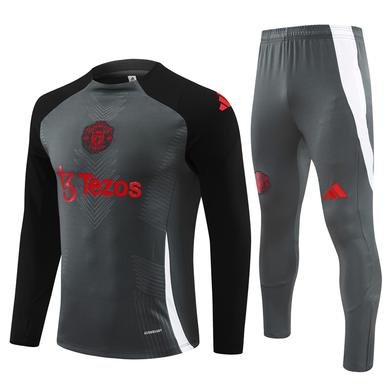 004-321 Player version 24-25 Manud dark gray with black round collar training tracksuit