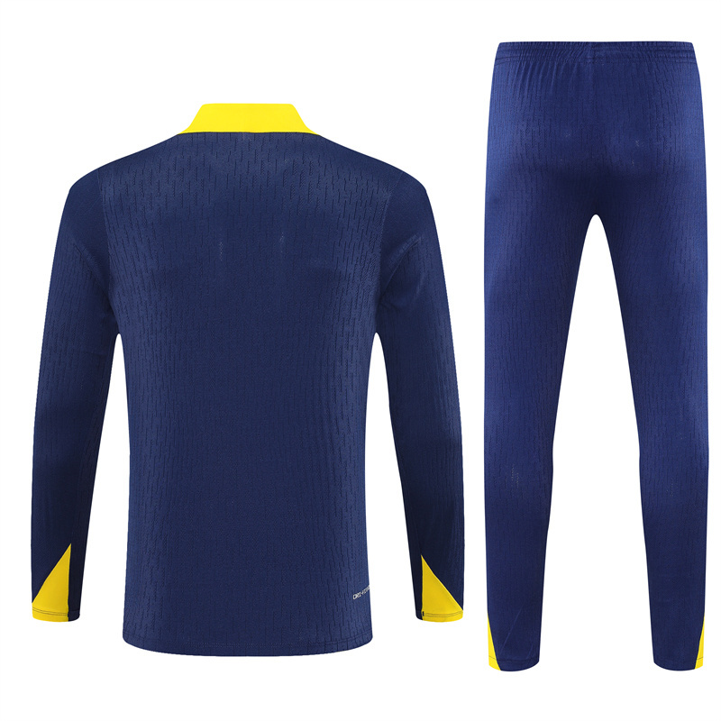 Player version 25-26 ATM navy blue with yellow stripe half zipper sweater tracksuit