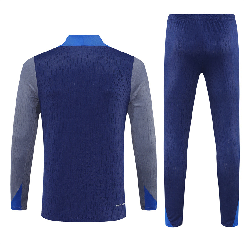 Player version 25-26 PS G navy blue with gray arm half zipper sweater tracksuit