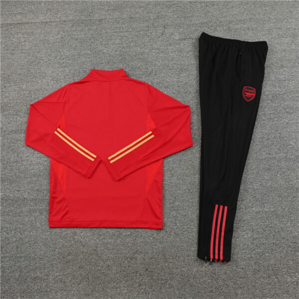 23-24 Arsenal red with gold half zipper sweater tracksuit - Image 4