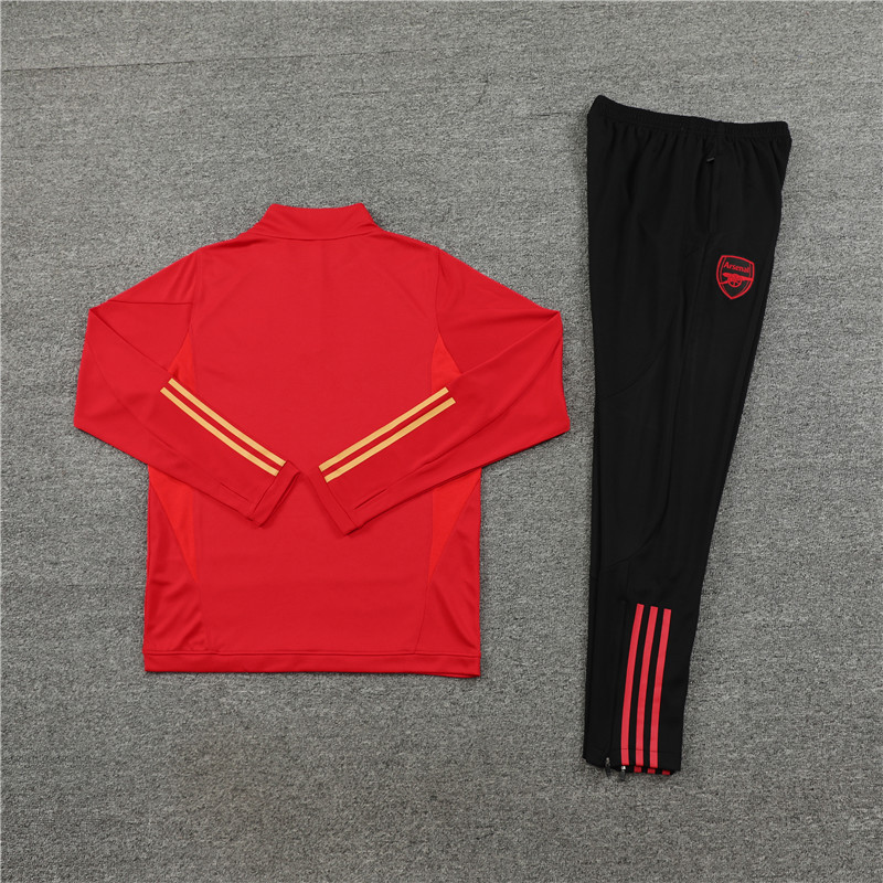 004-33 23-24 Arsenal red with gold half zipper sweater tracksuit