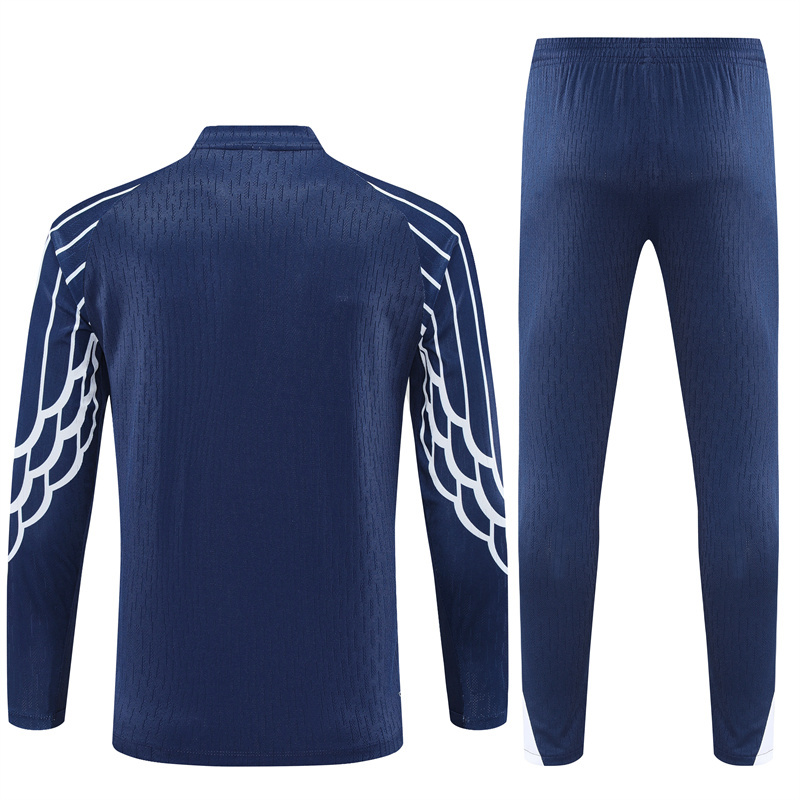 Player version 25-26 PS G navy blue with white stripe half zipper sweater tracksuit CL version