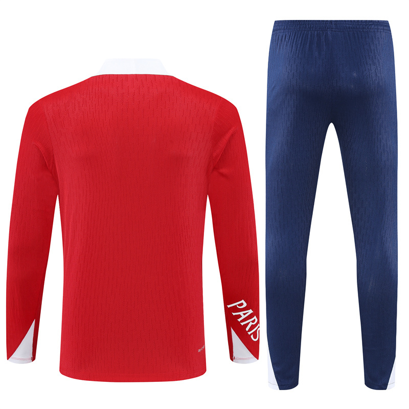 Player version 25-26 PS G red with white stripe half zipper sweater tracksuit