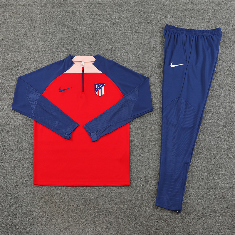 fans version 23-24 ATM red with navy blue half zipper training tracksuit