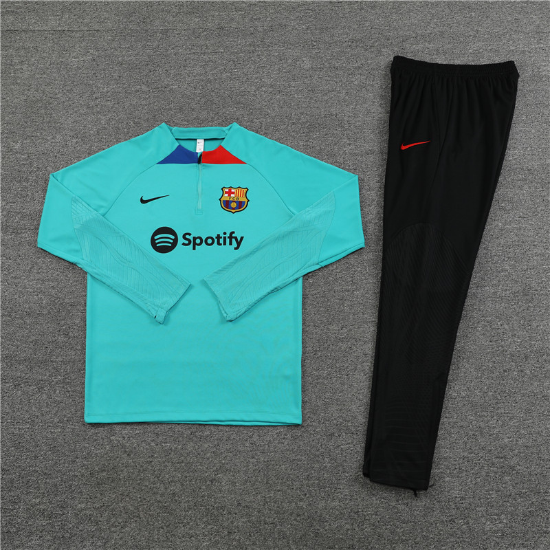 fans version 23-24 Bar lake blue half zipper sweater tracksuit