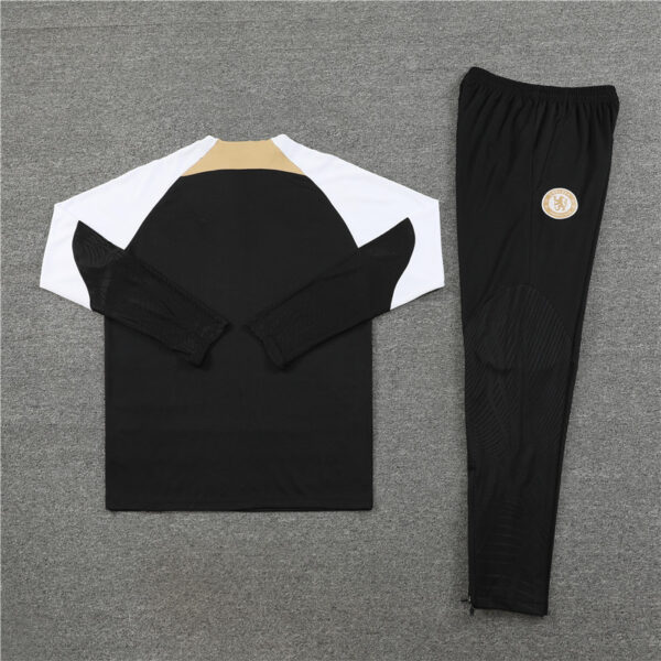 fans version 23-24 Chelsea black with white half zipper training tracksuit - Image 4