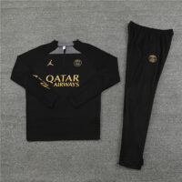 fans version 23-24 PS G Jrdan black with gray half zipper training tracksuit