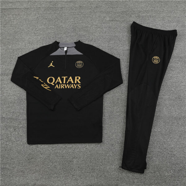 fans version 23-24 PS G Jrdan black with gray half zipper training tracksuit - Image 4