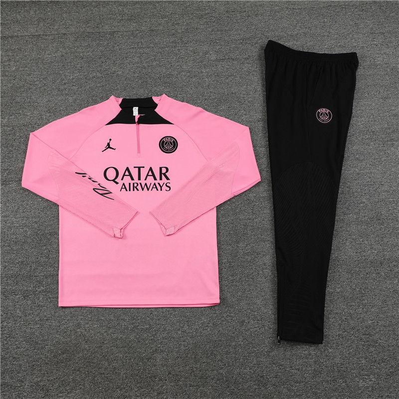 004-340 fans version 23-24 PS G Jrdan pink half zipper sweater tracksuit