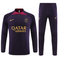 fans version 23-24 PS G purple half zipper sweater tracksuit