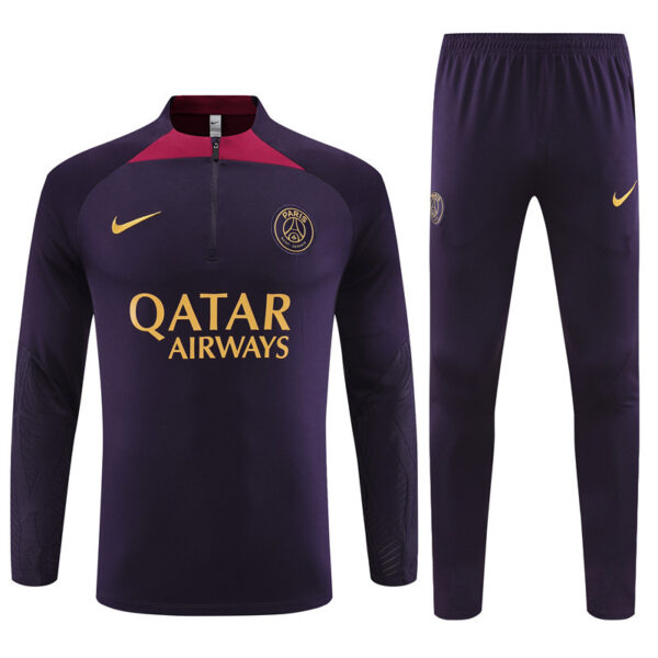 fans version 23-24 PS G purple half zipper sweater tracksuit - Image 4