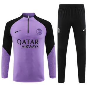 fans version 23-24 PS G purple with black half zipper sweater tracksuit - Image 4
