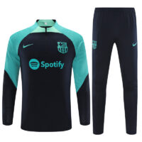 player version 23-24 Bar navy blue with lake blue half zipper training tracksuit