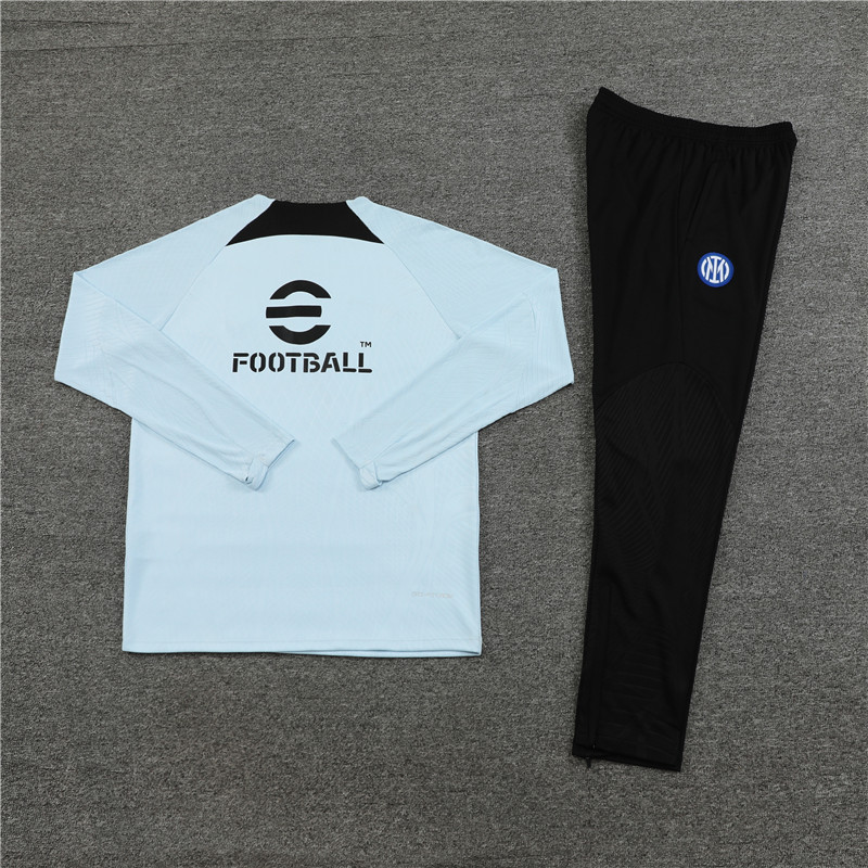 player version 23-24 Inter light blue half zipper sweater tracksuit