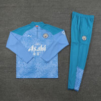 004-357 player version 23-24 Man City light blue with green pants half zipper sweater tracksuit -2X