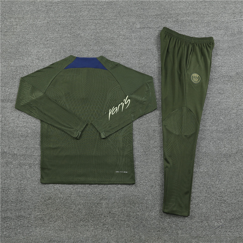 player version 23-24 PS G Jrdan army green half zipper sweater tracksuit