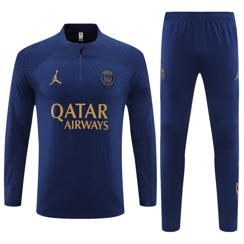 004-360 player version 23-24 PS G Jrdan navy blue half zipper training tracksuit