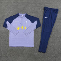 player version 23-24 Tottenham light purple with navy blue half zipper sweater tracksuit