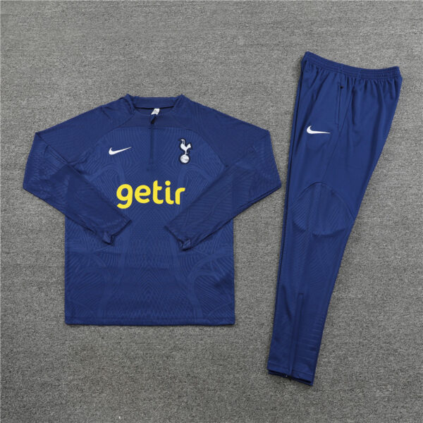 player version 23-24 Tottenham navy blue half zipper sweater tracksuit - Image 4