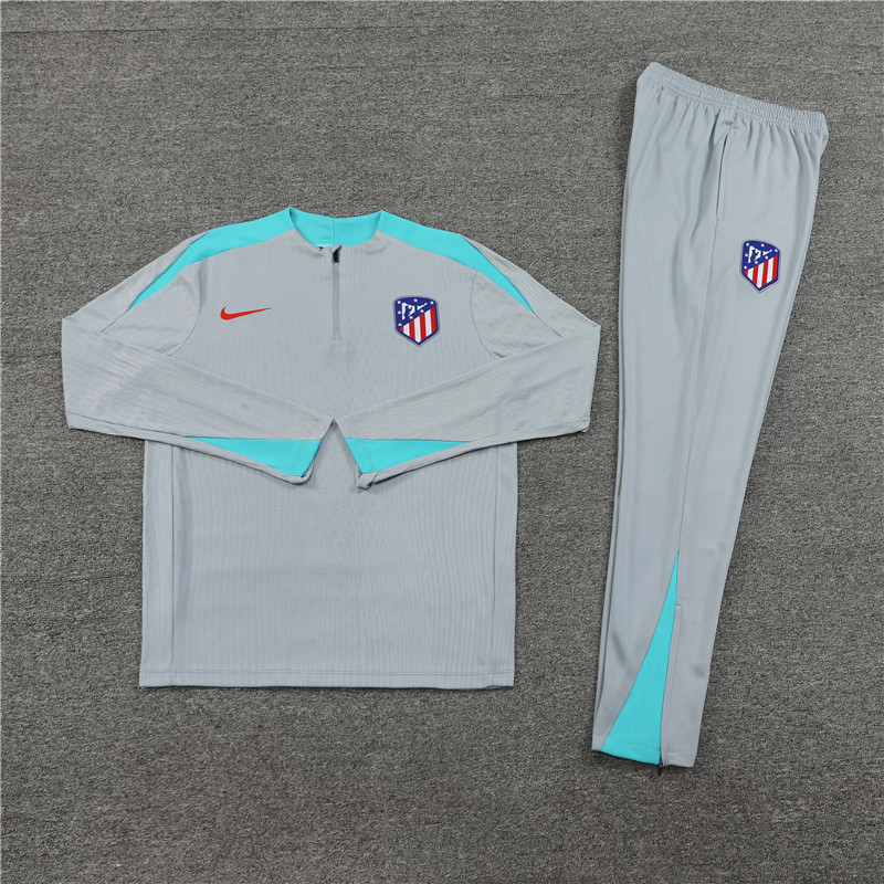 player version 24-25 ATM gray with blue half zipper training tracksuit