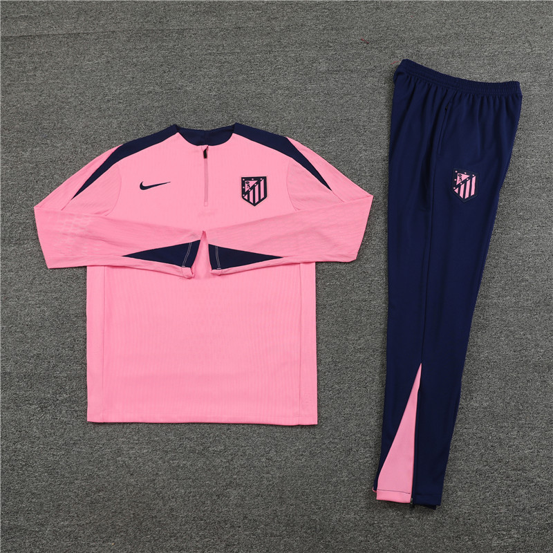 004-367 player version 24-25 ATM pink with navy blue half zipper training tracksuit