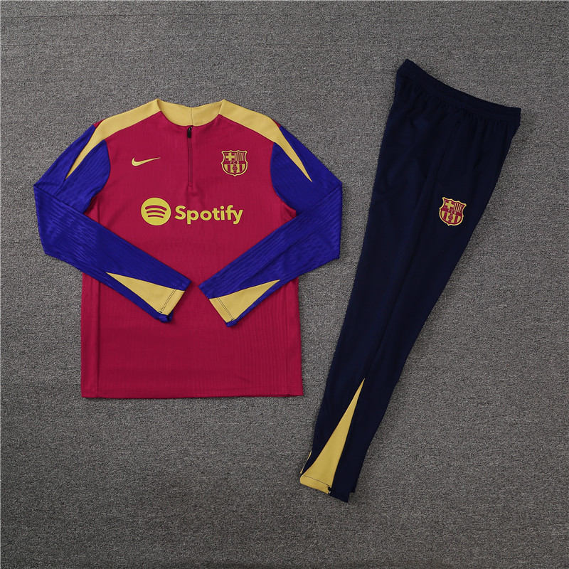 player version 24-25 Bar dark red with blue half zipper training tracksuit