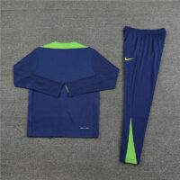 player version 24-25 Brazil color blue with green half zipper training tracksuit