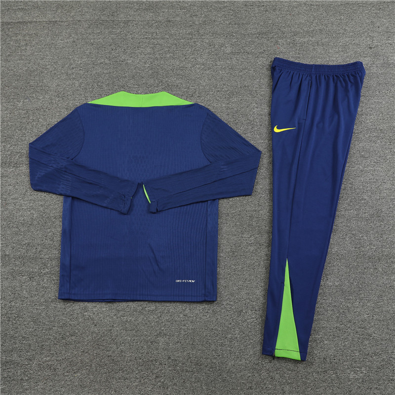 player version 24-25 Brazil color blue with green half zipper training tracksuit