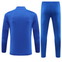 004-38 23-24 Bar color blue with lake blue stripe half zipper sweater tracksuit