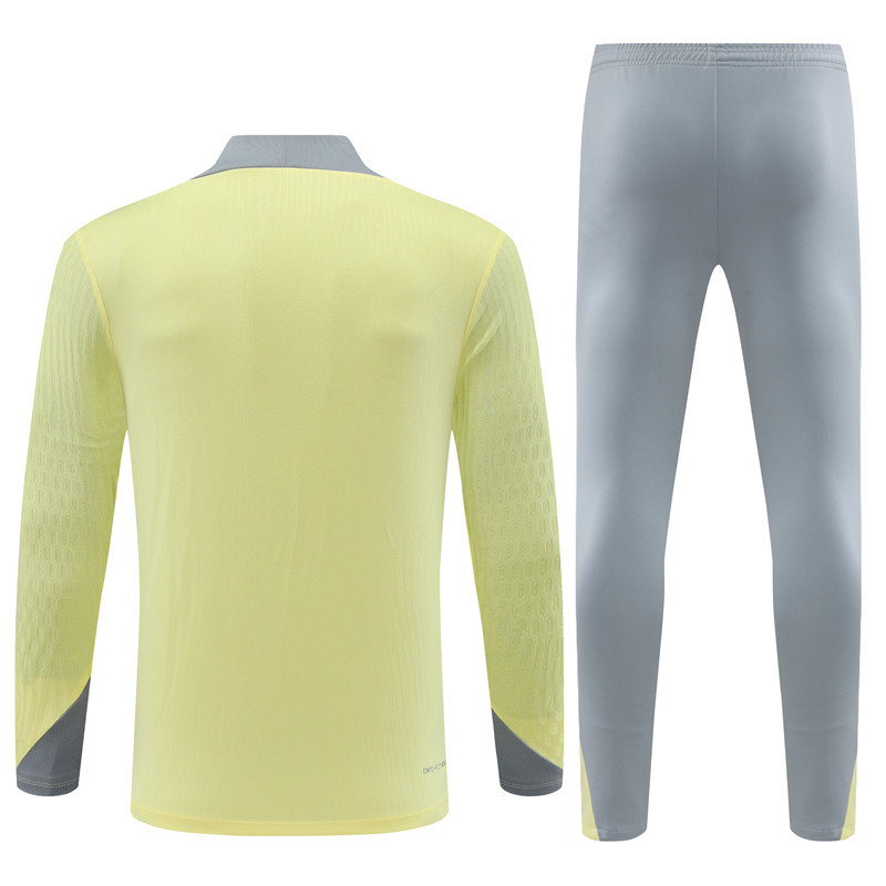 player version 24-25 CA light yellow with gray half zipper training tracksuit
