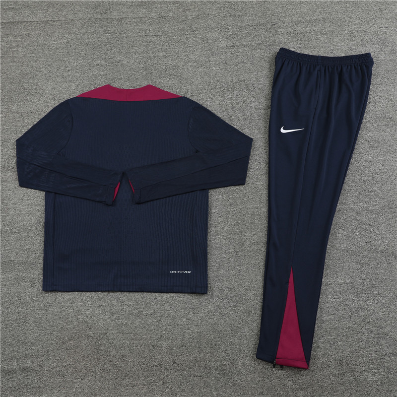 004-387 player version 24-25 England navy blue with red half zipper training tracksuit