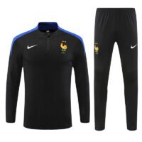 004-390 player version 24-25 France black with blue half zipper training tracksuit