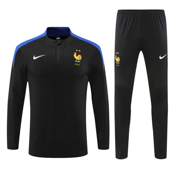 player version 24-25 France black with blue half zipper training tracksuit - Image 4