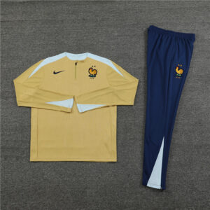 player version 24-25 France gold with white half zipper training tracksuit - Image 4
