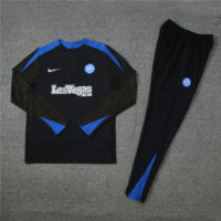 player version 24-25 Inter black with blue half zipper training tracksuit
