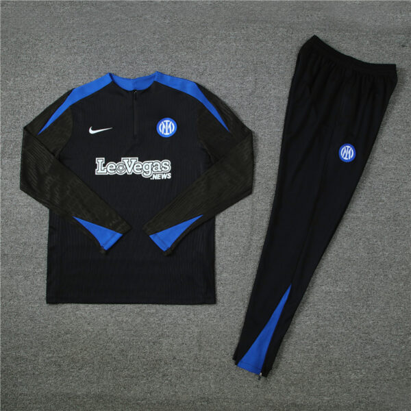 player version 24-25 Inter black with blue half zipper training tracksuit - Image 4
