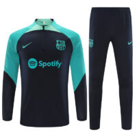 23-24 Bar navy blue with lake blue half zipper training tracksuit