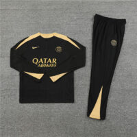 player version 24-25 PS G black with gold half zipper training tracksuit