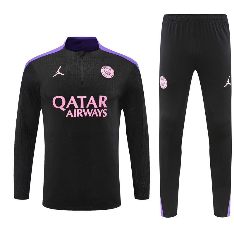 player version 24-25 PS G black with purple half zipper training tracksuit