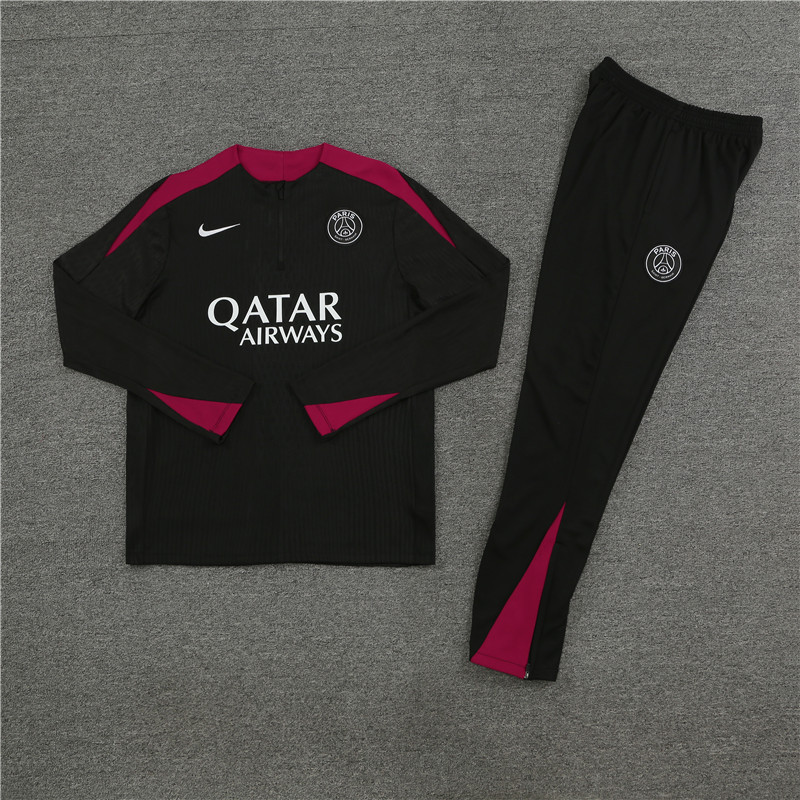 player version 24-25 PS G black with red stripe half zipper training tracksuit