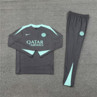 player version 24-25 PS G dark gray with light green half zipper training tracksuit