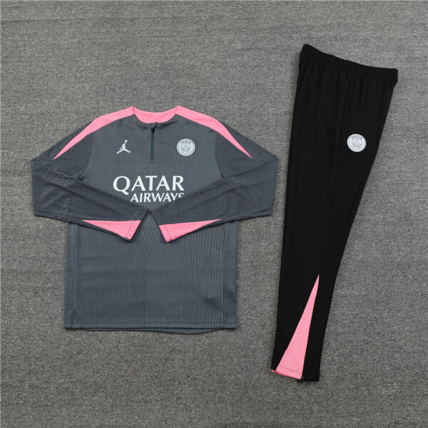 player version 24-25 PS G dark gray with pink half zipper training tracksuit - Image 4