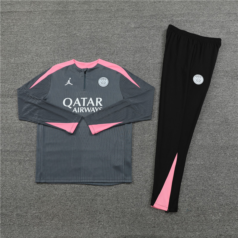 player version 24-25 PS G dark gray with pink half zipper training tracksuit