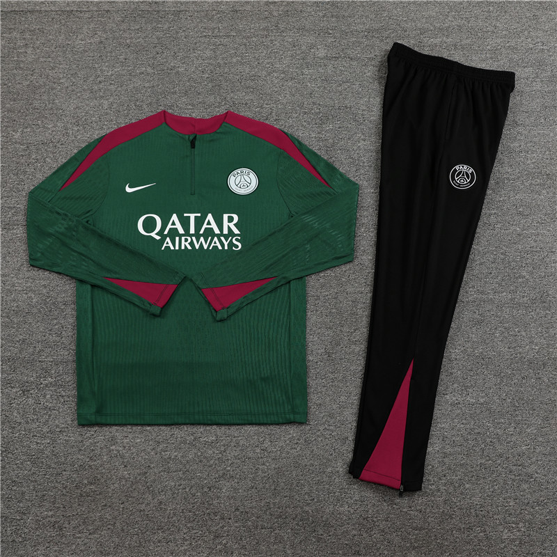 player version 24-25 PS G green with red half zipper training tracksuit