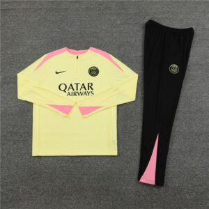 player version 24-25 PS G light yellow with pink half zipper training tracksuit - Image 4