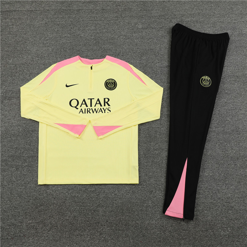 player version 24-25 PS G light yellow with pink half zipper training tracksuit